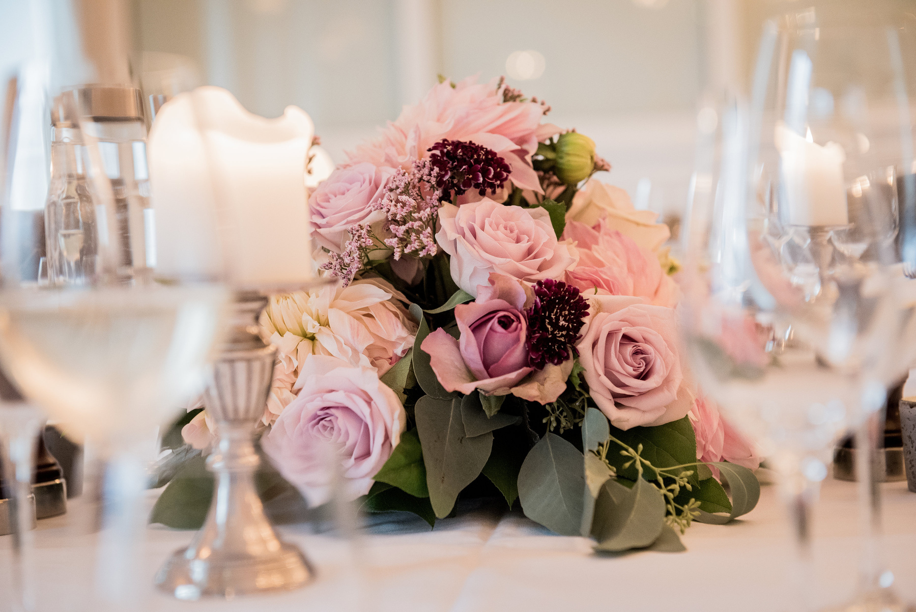 Pink Roses Centerpiece